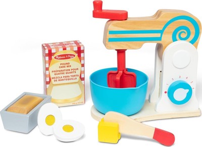 Melissa And Doug Wooden Make-a-Cake Mixer Set (11 Pcs) - Play Food And Kitchen -