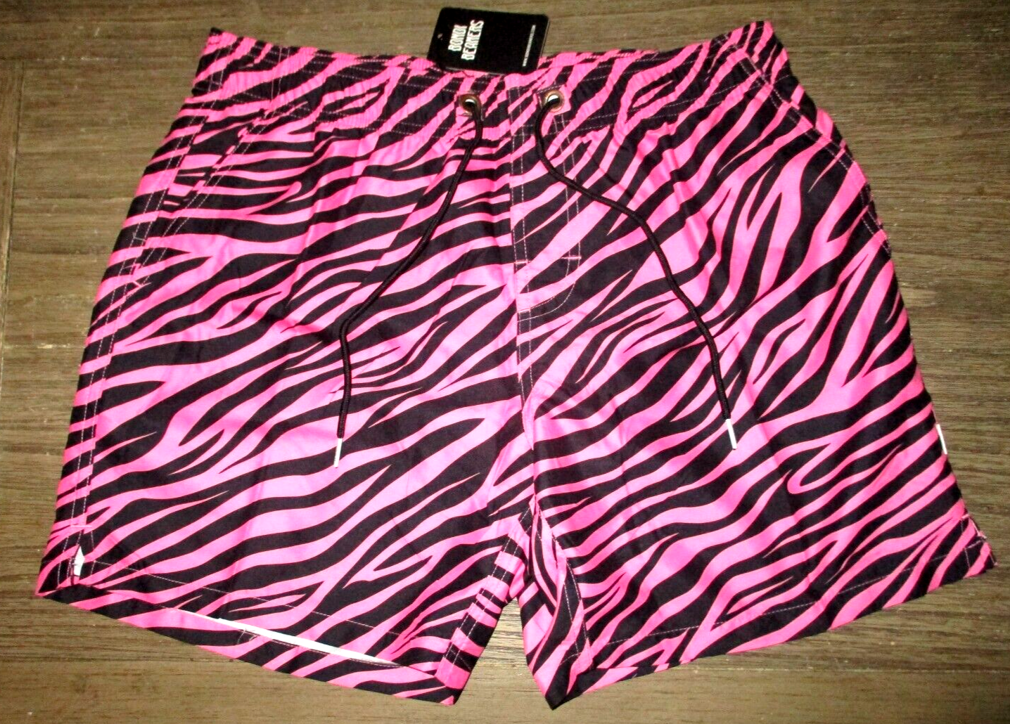 MENS BONDI BEAMERS PINK BLACK ZEBRA ANIMAL PRINT SWIM LINED