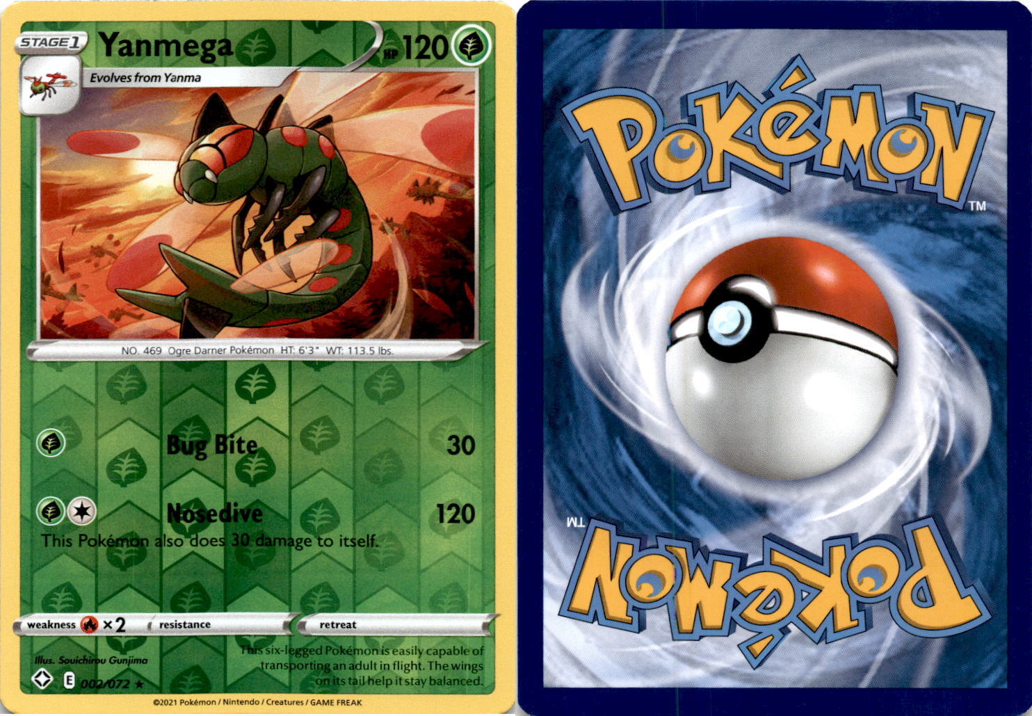 2021 Pokemon, Shining Fates, #2/72 Yanmega, Reverse Holo