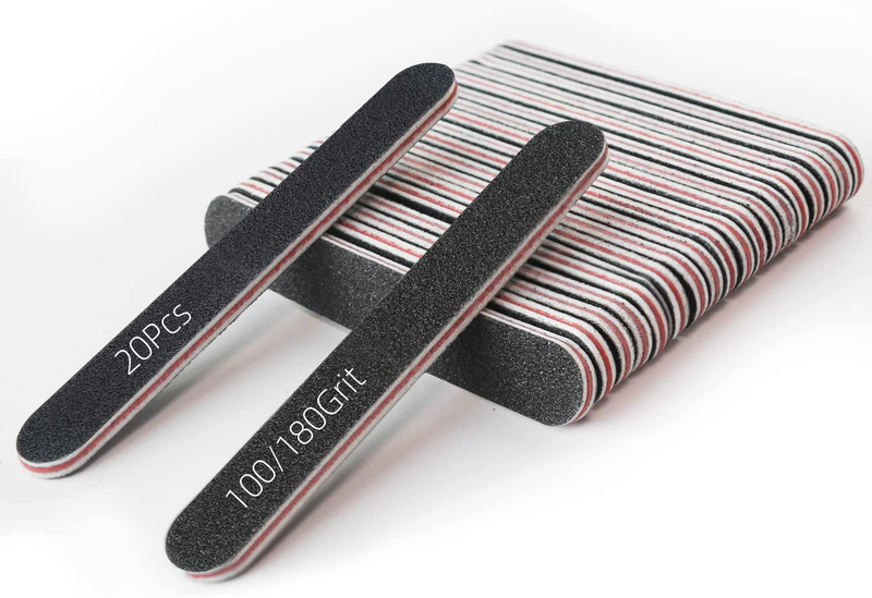 , 20pcs 100/180 Grit Nail Buffers Nail Files For Natural Nails Or Acryl