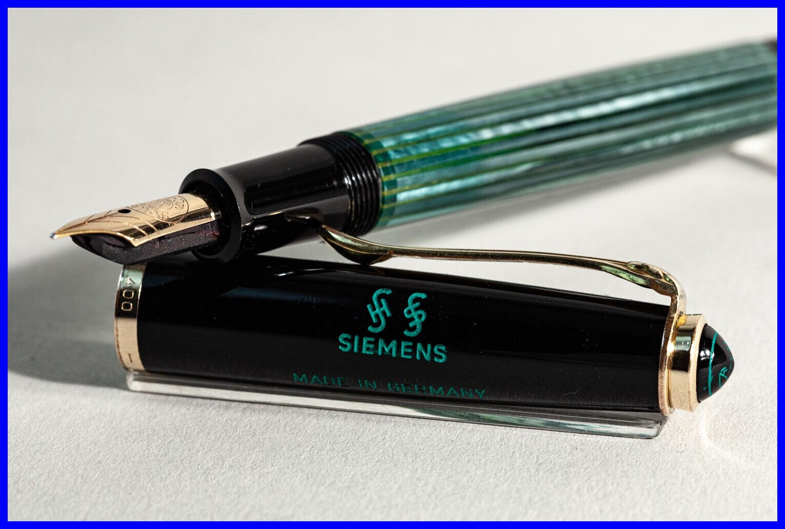 PELIKAN 400NN Piston Filler with 14K KF Nib GREEN STRIPED PELIKAN 400NN Piston Filler with 14K KF Nib GREEN STRIPED