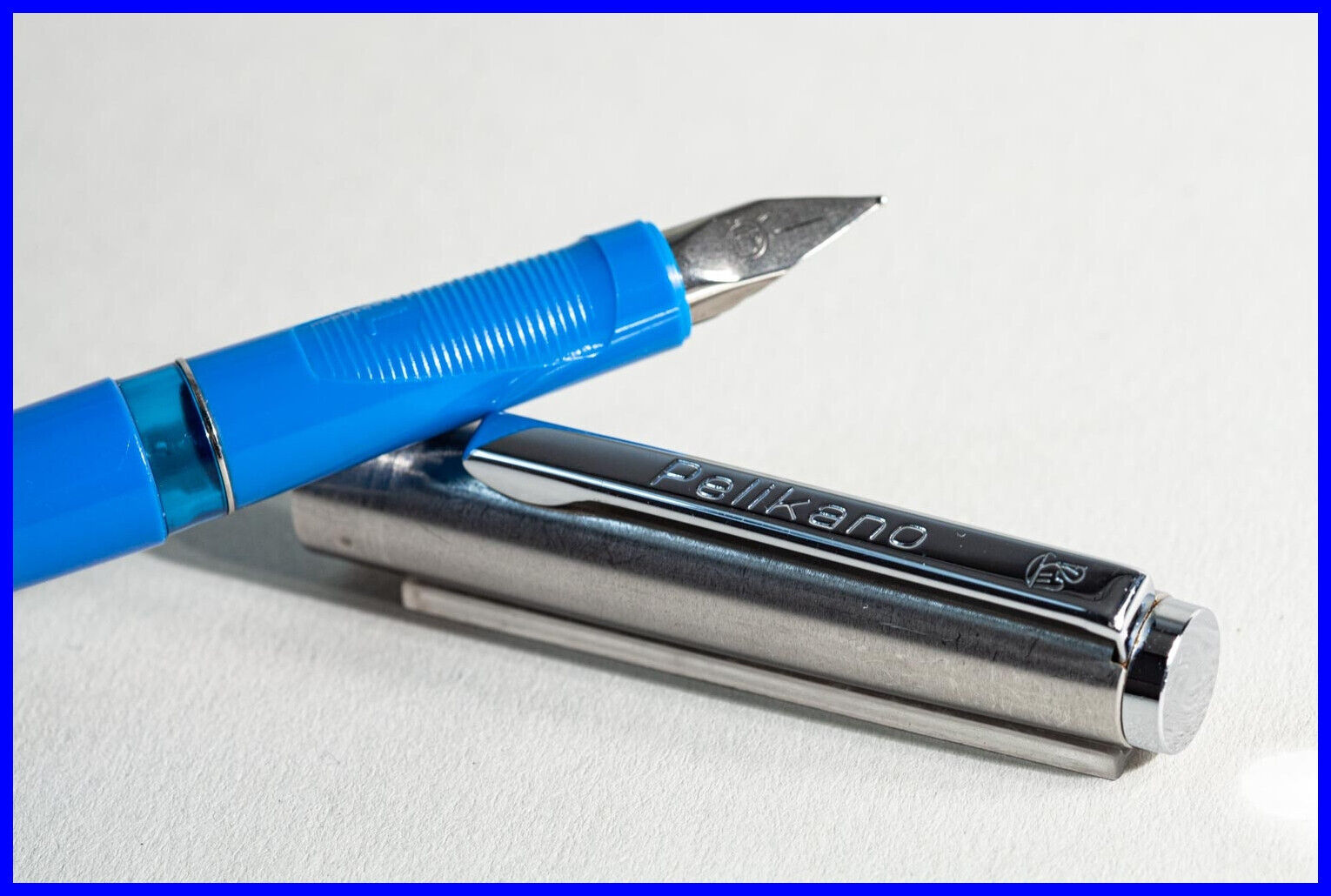 1989 PELIKANO Model 7 fountain pen in BLUE & STEEL with 1989 PELIKANO Model 7 fountain pen in BLUE & STEEL with