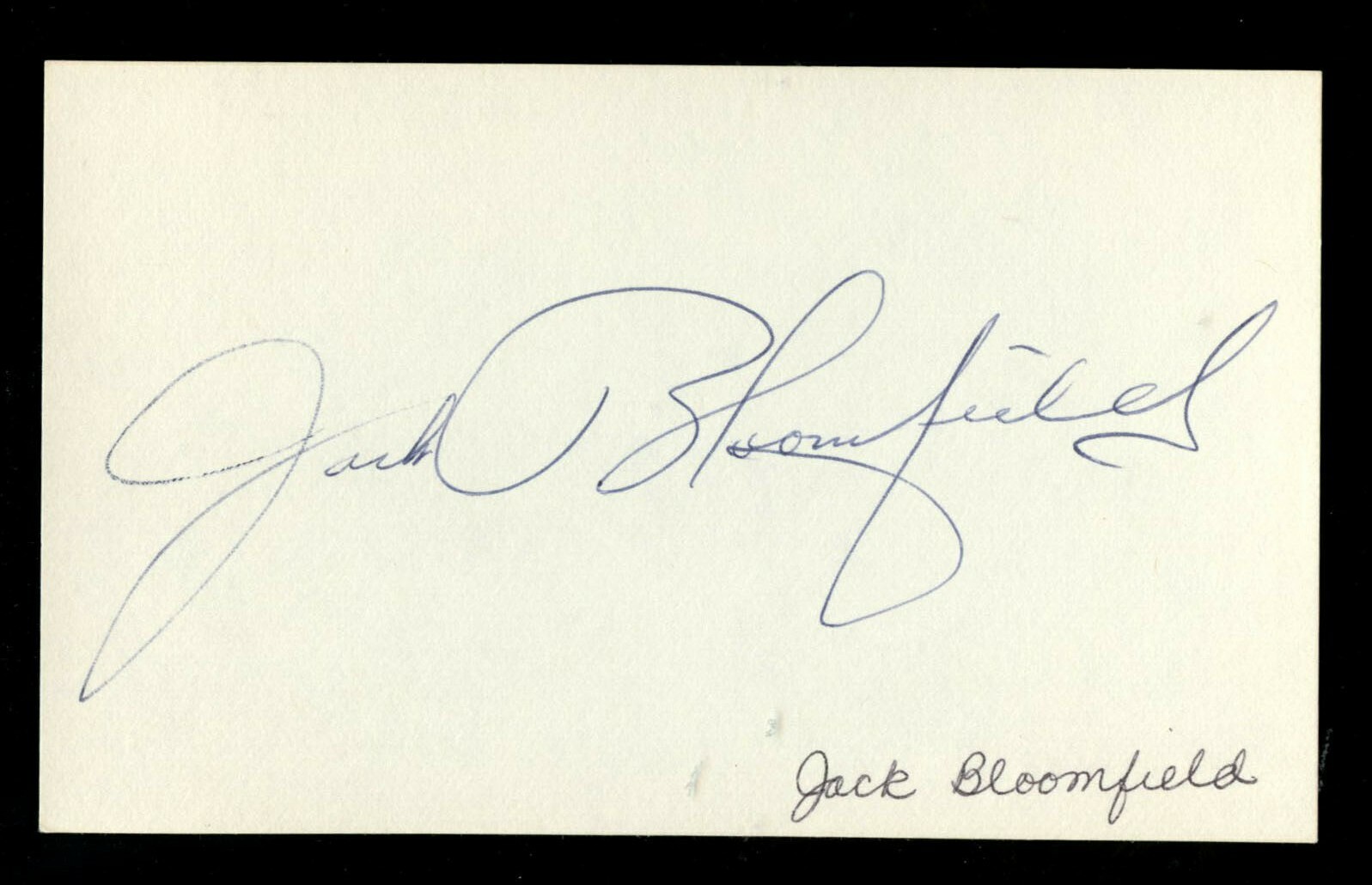 Jack Bloomfield signed autograph auto 3x5 index card Jack Bloomfield signed autograph auto 3x5 index card