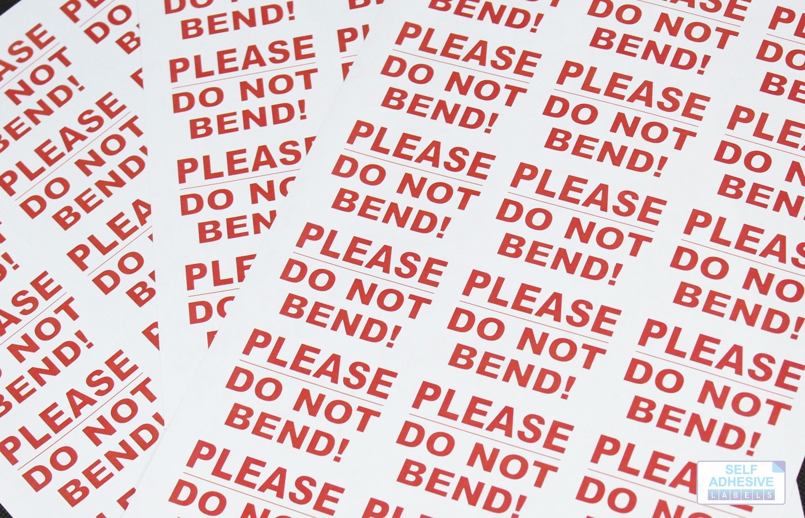 please do not bend labels stickers red text 635mm x 466mm labels