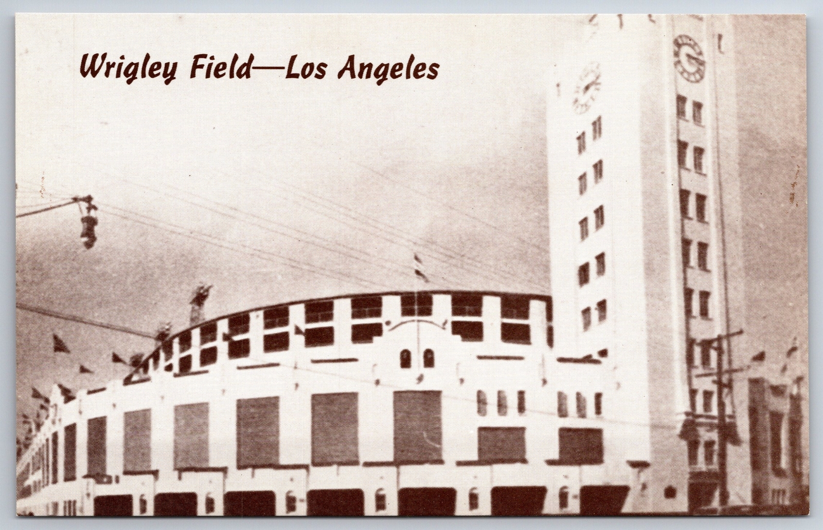 Sports~Los Angeles CA~Wrigley Field Clock Tower~Razed 1960s~1985 Postcard