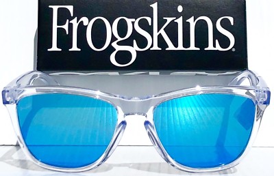 NEW Oakley Frogskins Clear Crystal polished PRIZM Sapphire Blue Sunglass 9013-D0