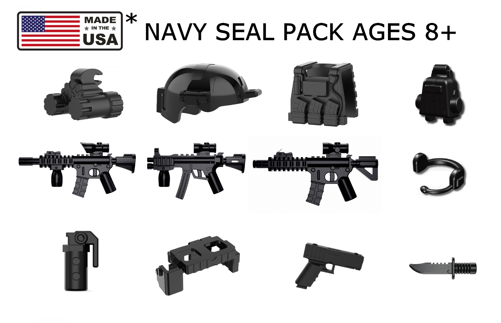 Navy Seal Weapons pack compatible with toy brick minifigures Seal ...