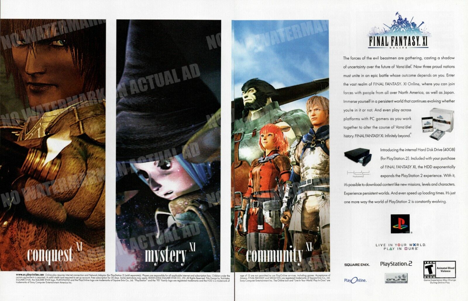 Final Fantasy XI 11 Square Enix Print Magazine Ad Anime RPG PS2 PlayStation 2 Final Fantasy XI 11 Square Enix Print Magazine Ad Anime RPG PS2 PlayStation 2