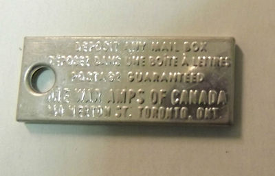 1981 License Plate Key Tag. Ontario Canada. War Amps Key Service