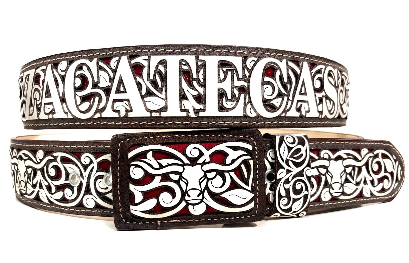 MEN'S ZACATECAS WESTERN LEATHER BELT COWBOY RODEO BELT. CINTO VAQUERO ZACATECAS