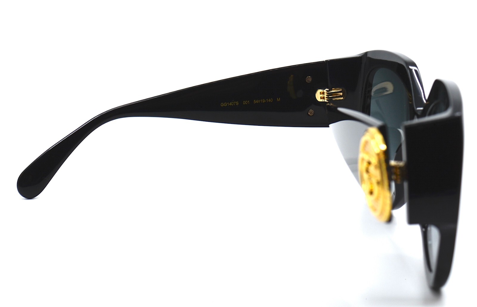 Pre-owned Gucci Gg1407s 001 Black Grey Authentic Sunglasses 54-19 In Gray
