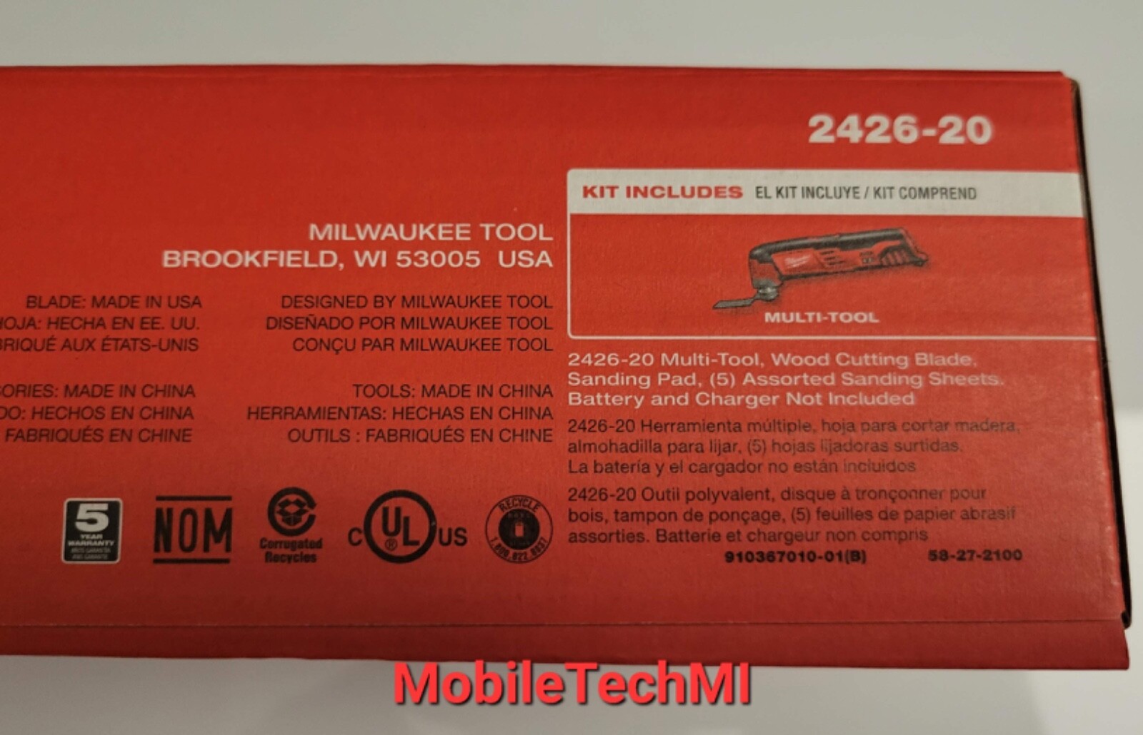 Milwaukee M12 Cordless Oscillating Multi-Tool 2426-20 Sander Attach 12V - SEALED