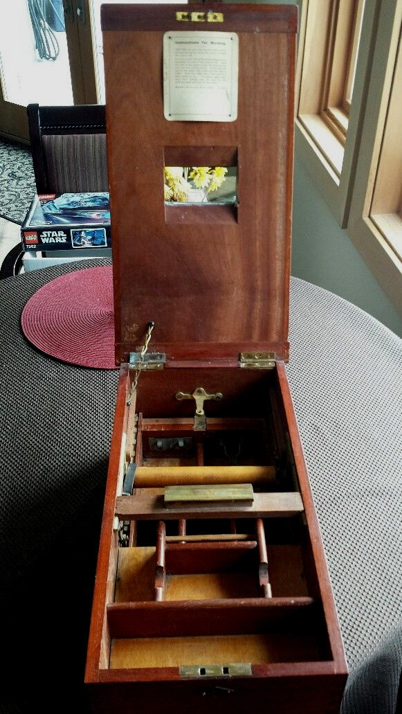 Antique Wooden Cash Register Or Till With Key