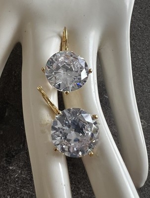 NEW BELLA LUCE 16+ Ct. / 32.22 CTW White Diamond Simulant CZ EARRINGS sterling