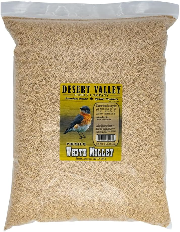 Desert Valley Premium Quality White Millet Seed - 10 Pound Bulk Resealable Bag -