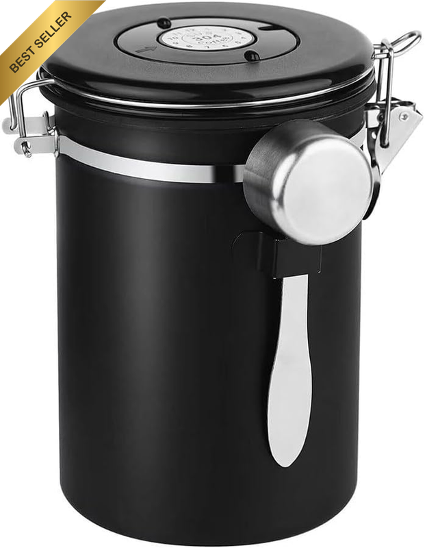 1.8L Airtight Coffee Canister, Stainless Steel Coffee Bean Container with Date T