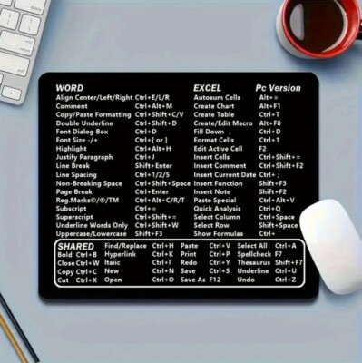 Keyboard Shortcuts Mousepad For Microsoft Word And Excel Boosts Productivity 