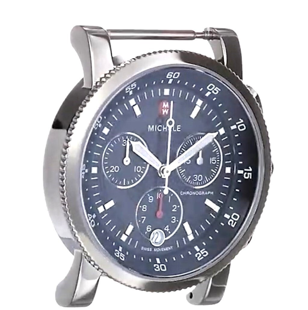 Pre-owned Michele Sport Sail Large Black Dial Stainless Steel Watch Mw01c00d9002 38mm