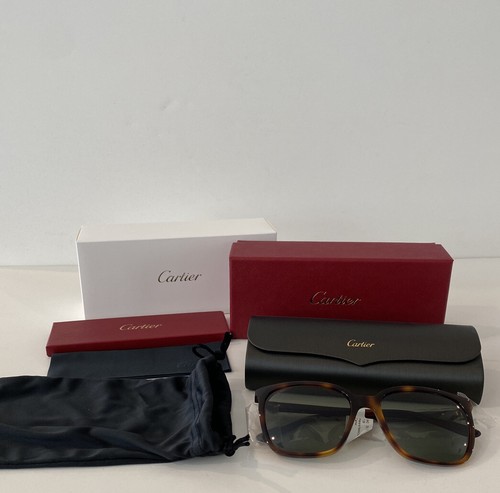 Pre-owned Cartier Havana Green Sunglasses Italy Brand In Box Ct0004s-003 Authentic