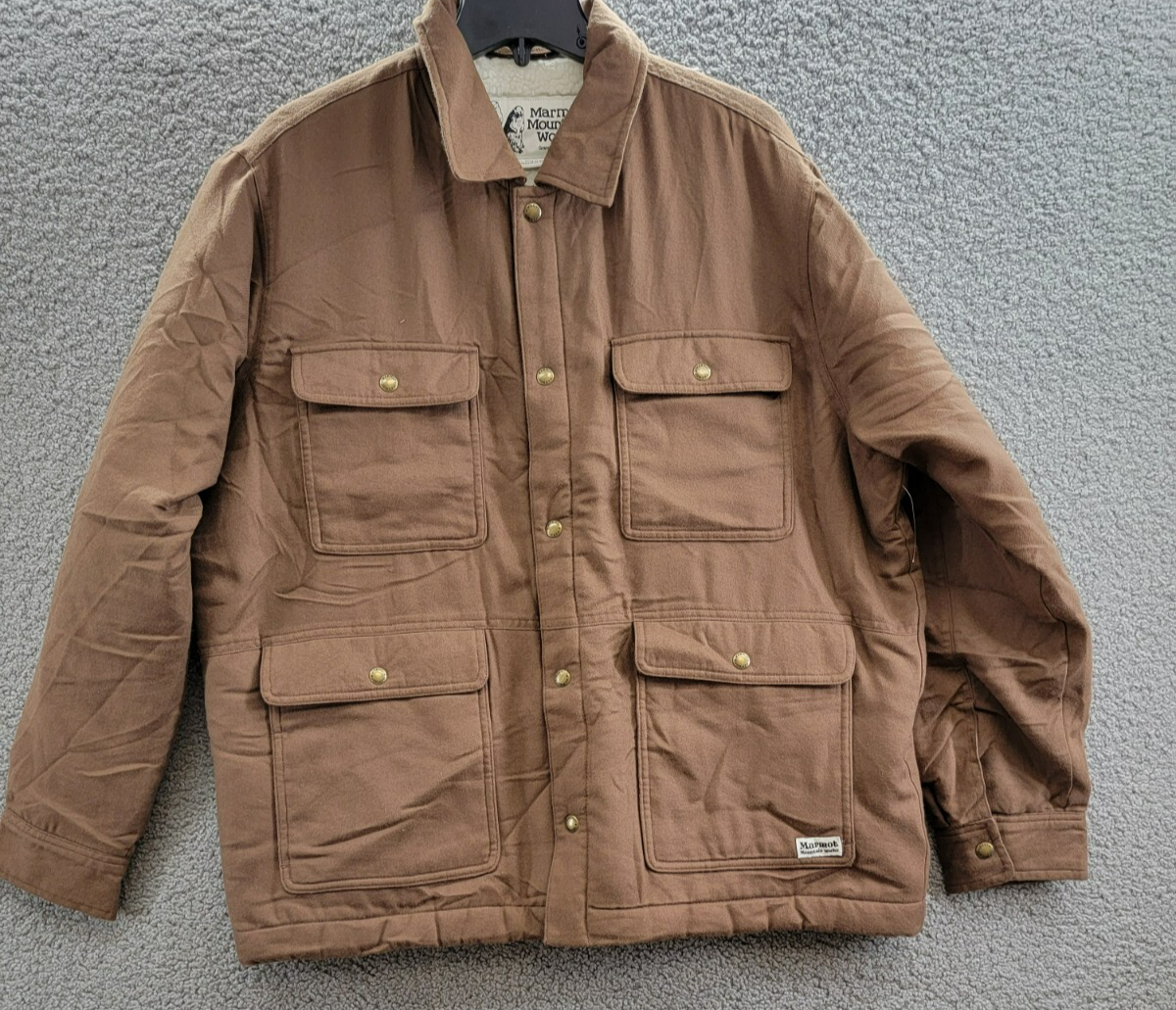 Marmot Ridgefield Sherpa Flannel Shirt Jacket Men's L Pinecone Flap Pockets L/S - Picture 2 of 20