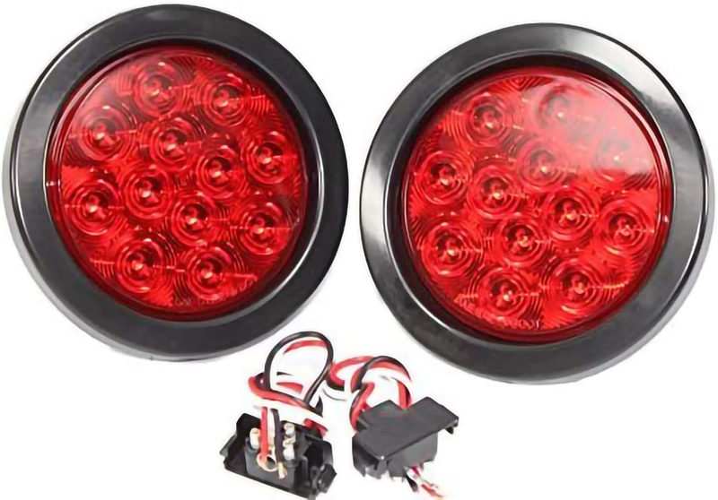 LED Trailer Lights 2pcs, 4" Round Red Trailer Light Kit, Stop/Turn/Tail Lights f