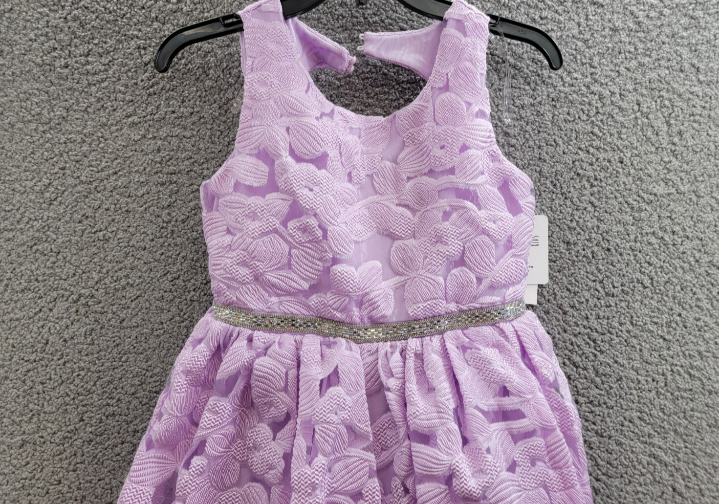 Speechless Sleeveless Floral Jacquard Dress Big Girls' 12 Lilac Button Zip Back - Picture 3 of 18