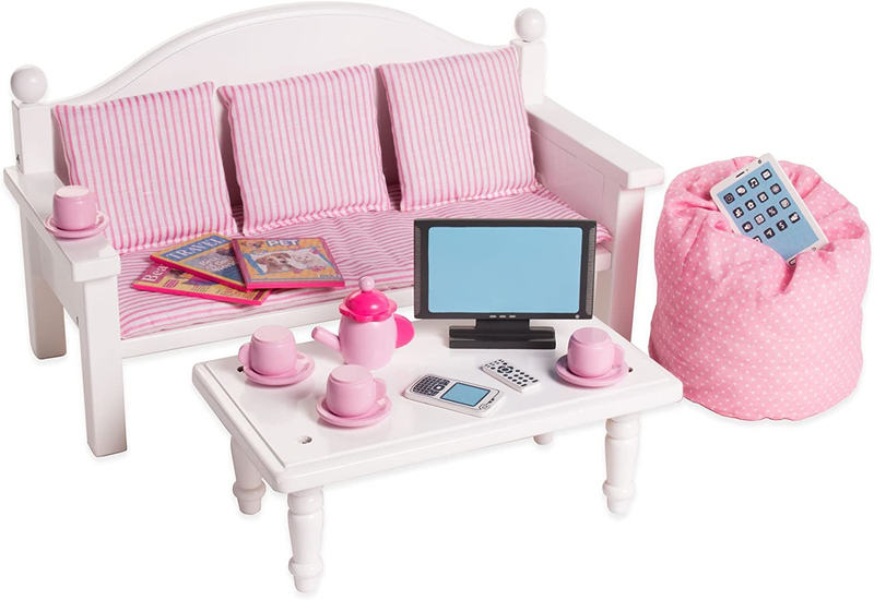 18 Inch Doll Furniture - Couch and Coffee Table with Living 