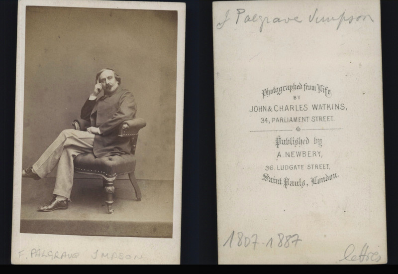 Watkins, London, Palgrave Simpson Vintage Albumen Print Cdv.John Palgrave Simp