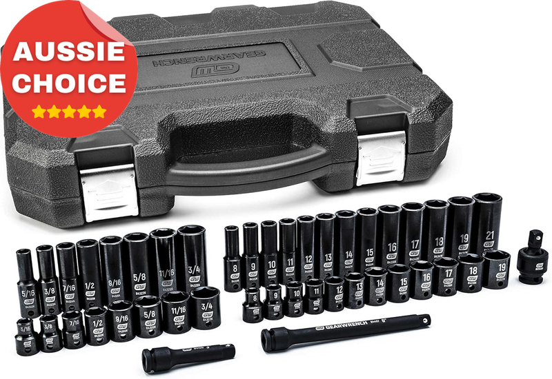 44-Piece 3/8 Inch Drive 6 Point Impact Socket Set Standard Deep SAE Metric
