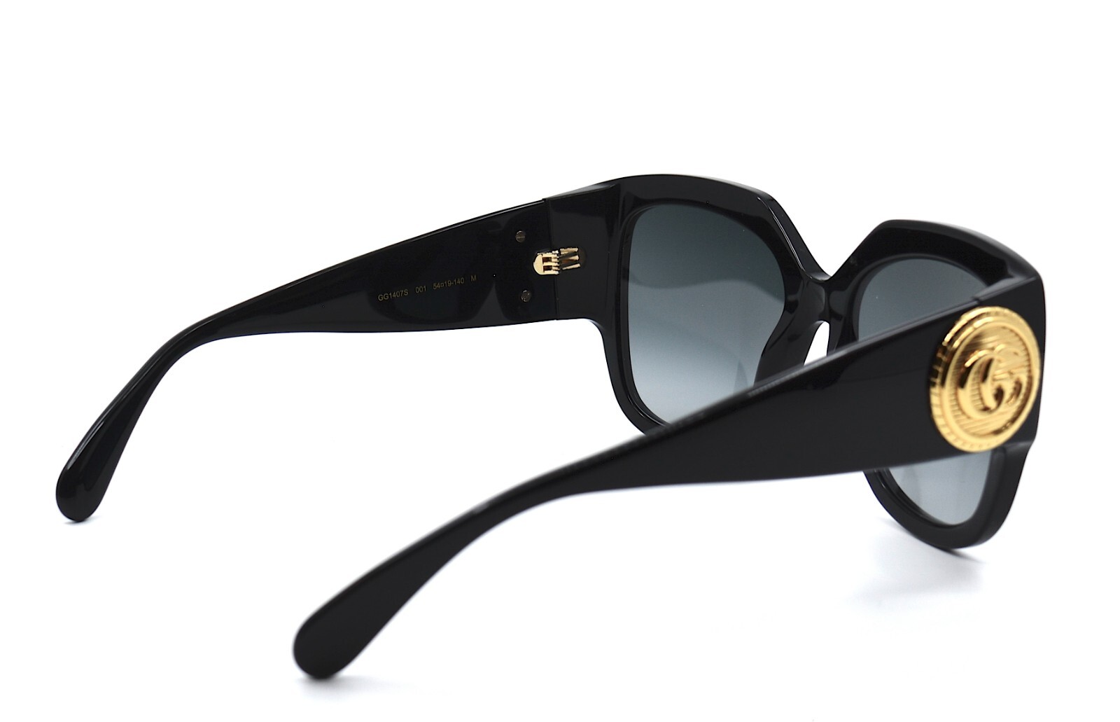 Pre-owned Gucci Gg1407s 001 Black Grey Authentic Sunglasses 54-19 In Gray