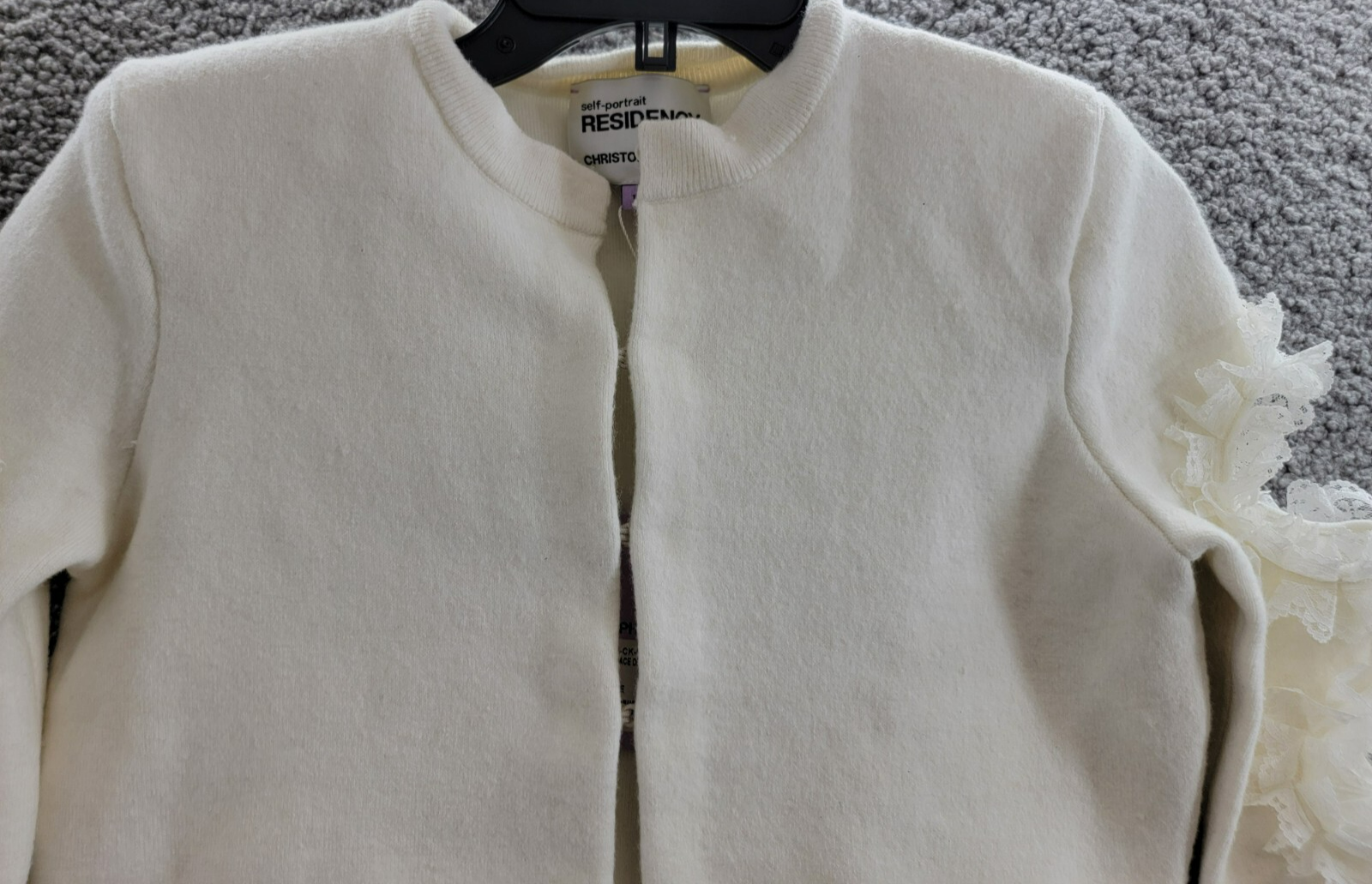 Self-Portrait x Christopher Kane Wool Blend Cut Out Lace Trim Cardigan Womens XS - Picture 3 of 16
