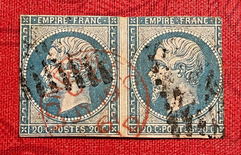 Timbre-Poste - France - Empire -  NÂ° 14 - Cachet Londre - Paire.  Superbe.