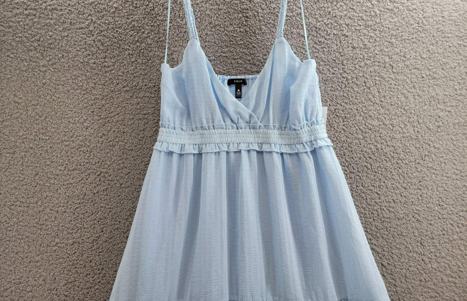 Aqua Braided Strap Maxi Dress Womens XL Sky Blue Tiered Sweetheart Neck Pullover - Picture 3 of 14
