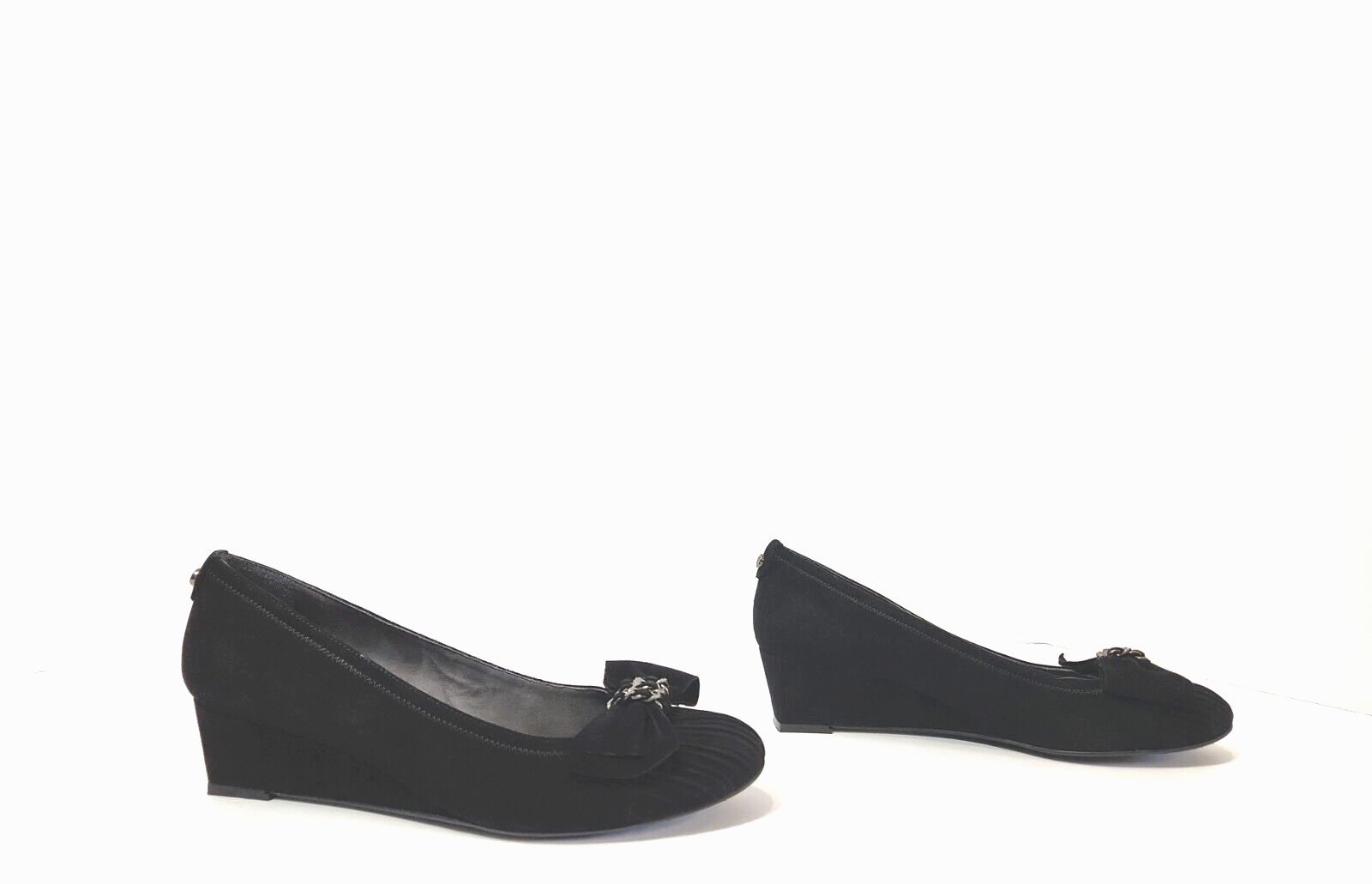 Stuart Weitzman Black Suede Wedge Slip 