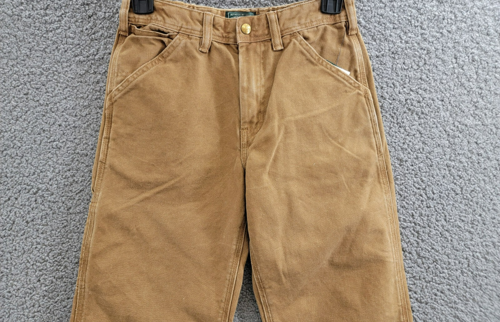 Ralph Lauren Canvas Carpenter Pants Big Boys' 12 Beige Solid Zip Snap Closure - Picture 3 of 19