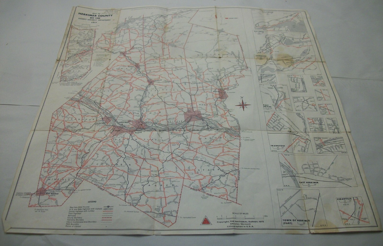 1973 Herkimer County New York Highway Dept Map