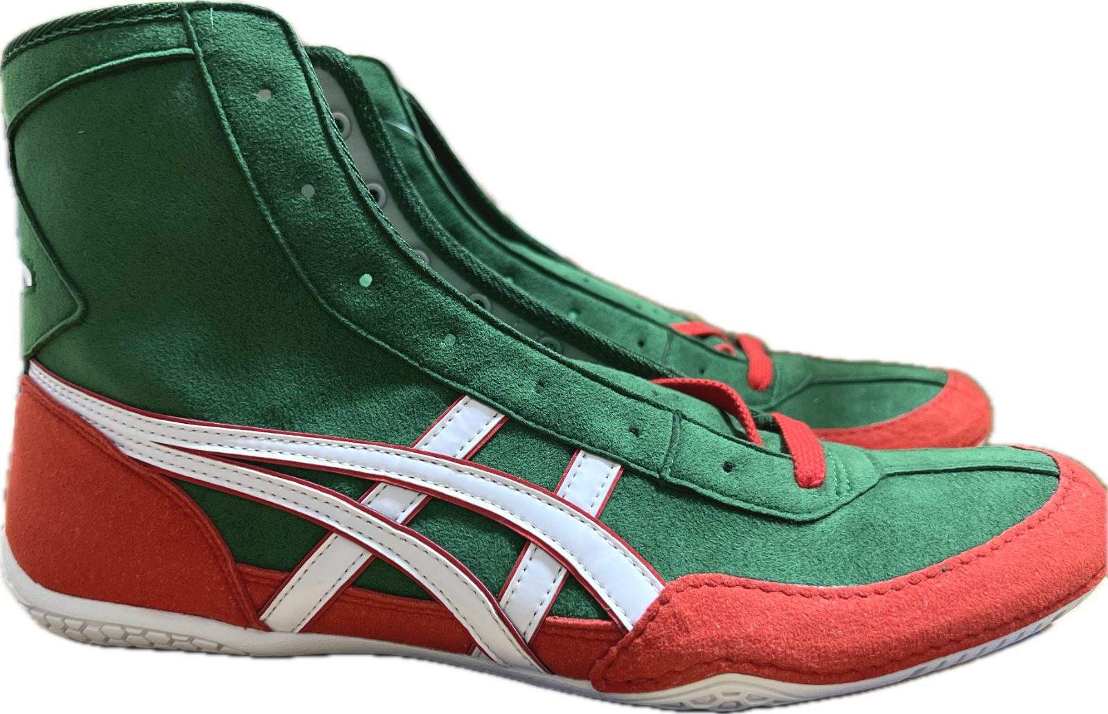 asics Boxing Wrestling Shoes Green × Red White Line Red NEW EX-EO TWR900 Next