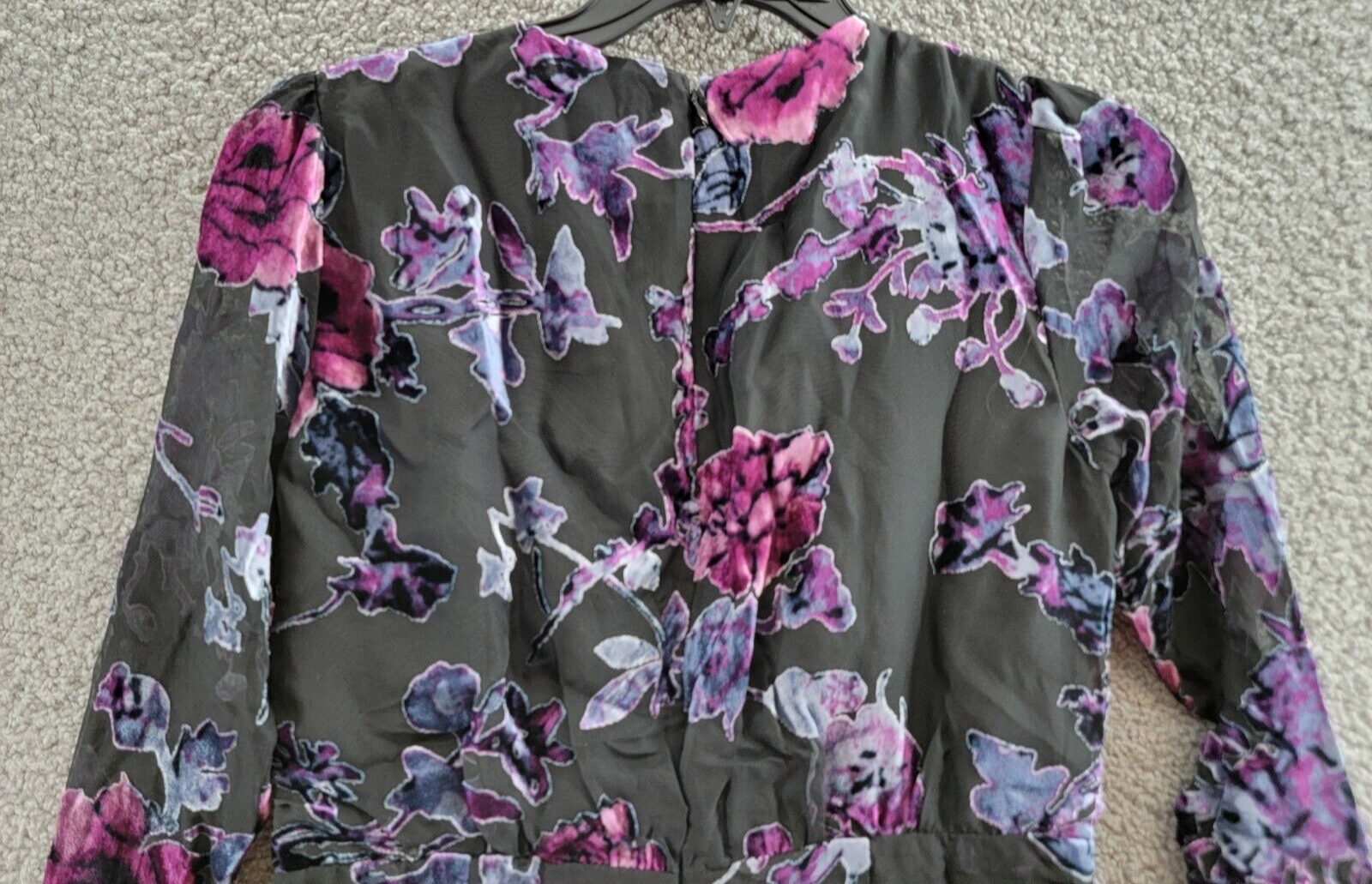 AQUA Floral Velvet Burnout Mini Dress Women's M Black Multi Back Zip Closure - Picture 12 of 16