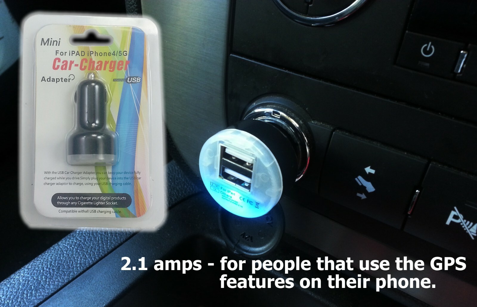 ️ USB Car Charger Rapid 2.1 Amp for GPS WiFi Tethering iPad Phone