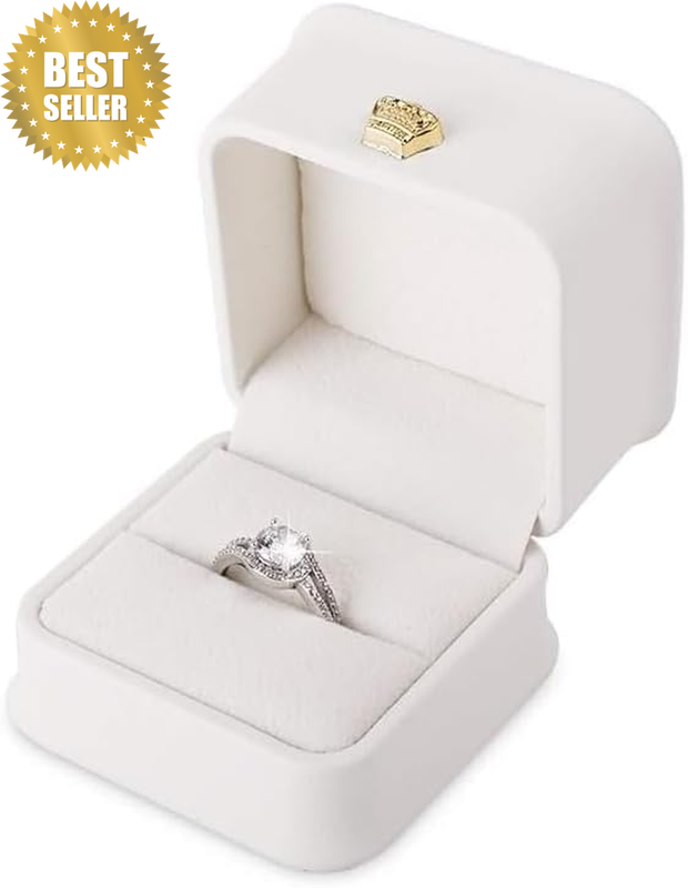 Ring Box Couple Proposal PU Leather Ring Boxes Engagement Jewelry Gift Box Jewel