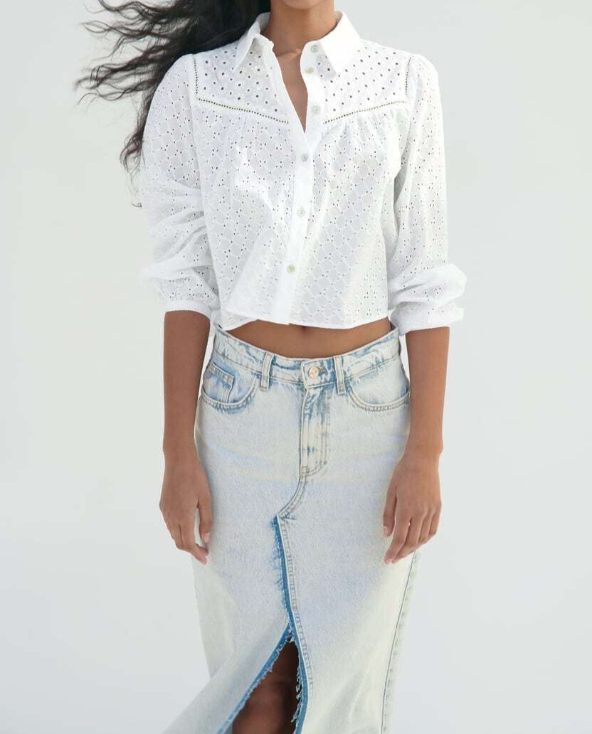 トップス Eyelet Jersey Jacquard Top - white JACQUARD KNIT TOP - Ecru | ZARA Canada