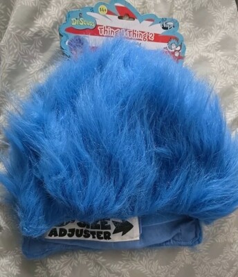 Brand New Official 2014 Dr Seuss Elope Thing 1 & 2 Blue Adult Adjustable Fur Wig