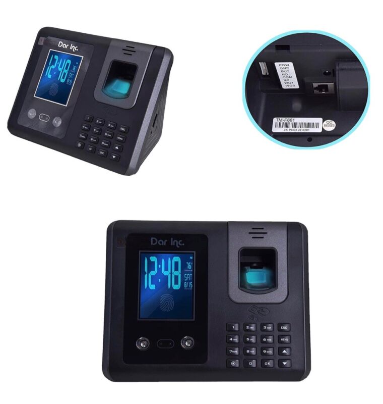 Dar Inc. Biometric Fingerprint Finger Touch  Time Clock USB/Ethernet.  2.4G. New