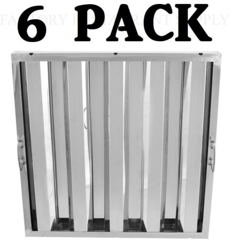 6 PACK 20" x 20" Stainless Steel Hood Grease Commercial Exhaust Filter Baffle 
