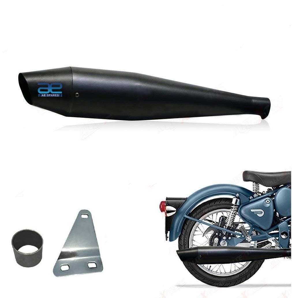 Dolphin Silencer With Glasswool & Bush For Royal Enfield Bullet 350 500 