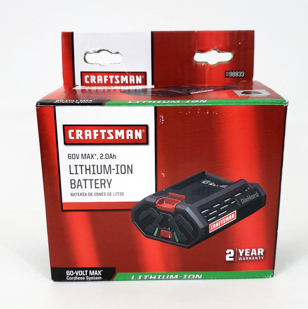 NEW Craftsman 60 Volt Max 2 Ah Lithium Ion Battery for Outdoor Equipment 98833
