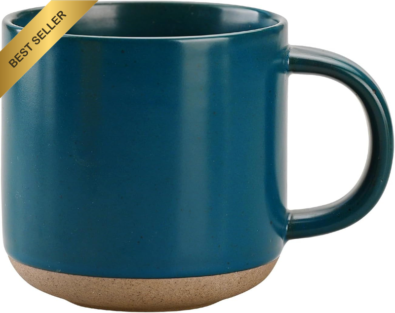 Modern Matte Ceramic Coffee Mug 380Ml Rustic Minimalist Cup with Handle Blue