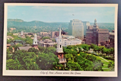 Postcard: City Of New Haven, CT Across The Green 1960s Aerial Image