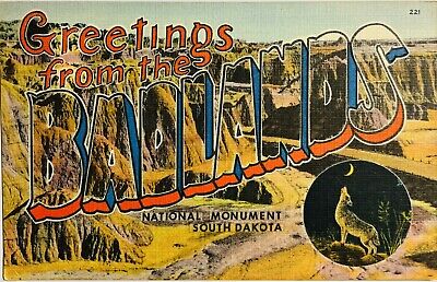 Large Letter Bad Lands South Dakota Vintage Postcard Greetings Card Multi View