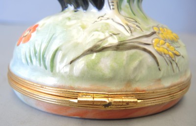 Retired Limoges Hand Painted Trinket Box - Colorful Farm Rooster